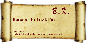 Bondor Krisztián névjegykártya